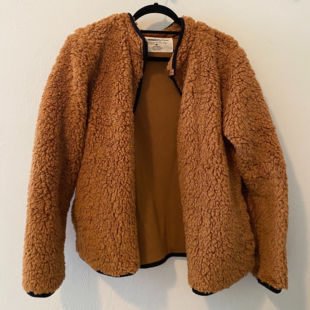 The Sweatshirt Project, Tan, Fuzzy Zip Up Jacket